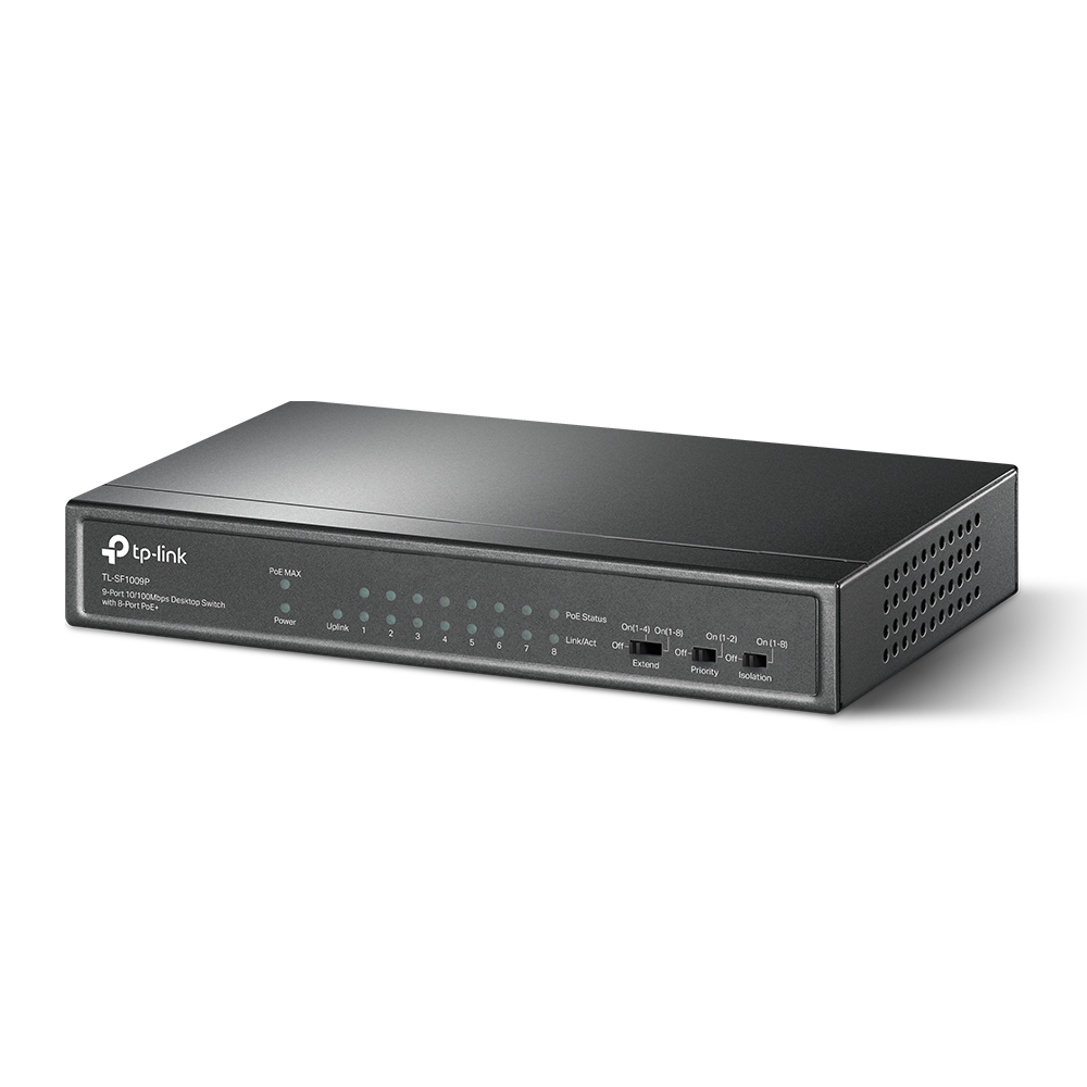 Switch de bureau TP-Link 9 ports 10/100 Mbps avec 8 ports PoE+