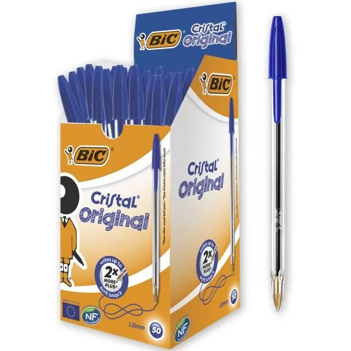 Boite 50 Stylo Bic Crystal Original BLEU