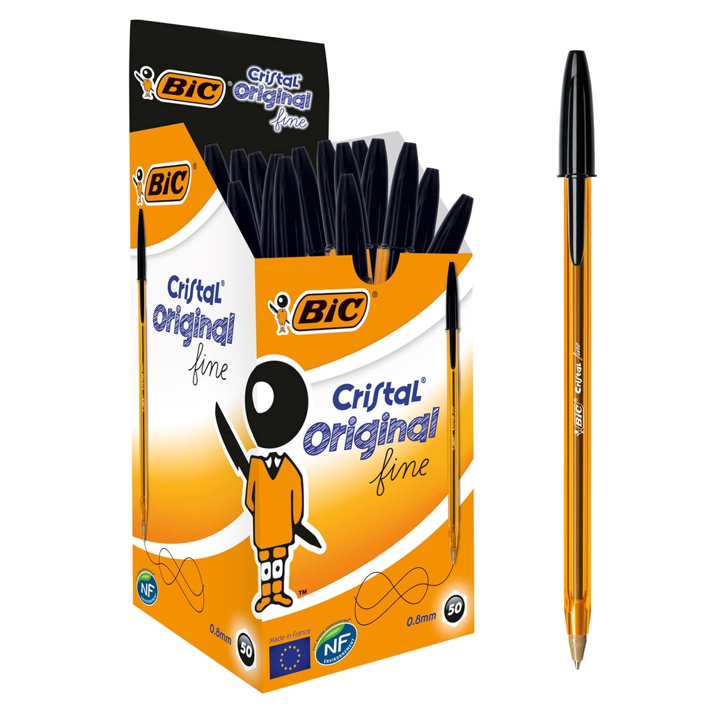 Boite 20 Stylo Bic Original Fine 0.8 mm NOIR