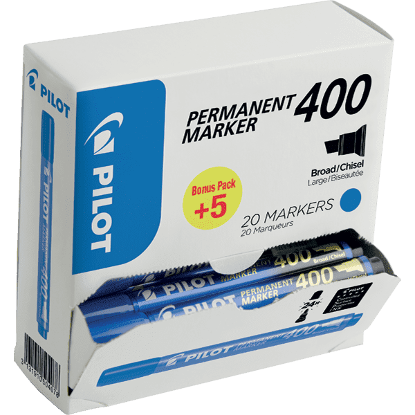 Boite 12 Marqueur Permanent Pilot 400 Biseautée BLEU