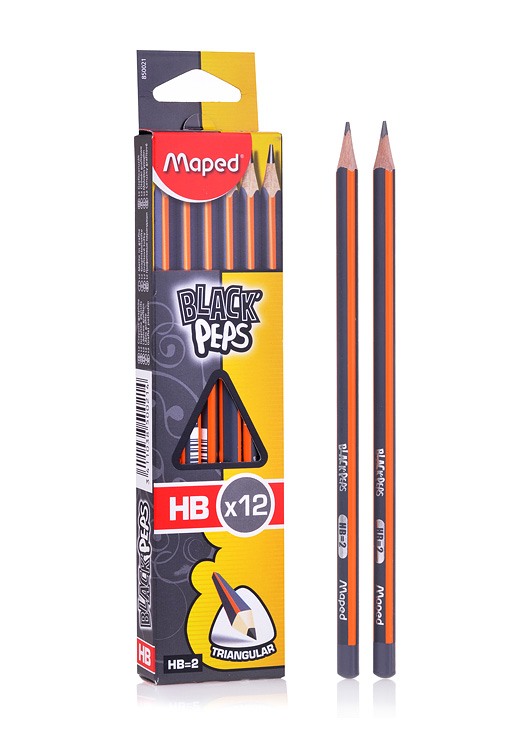 Crayon Noir Black' peps HB2 Maped Boite de 12