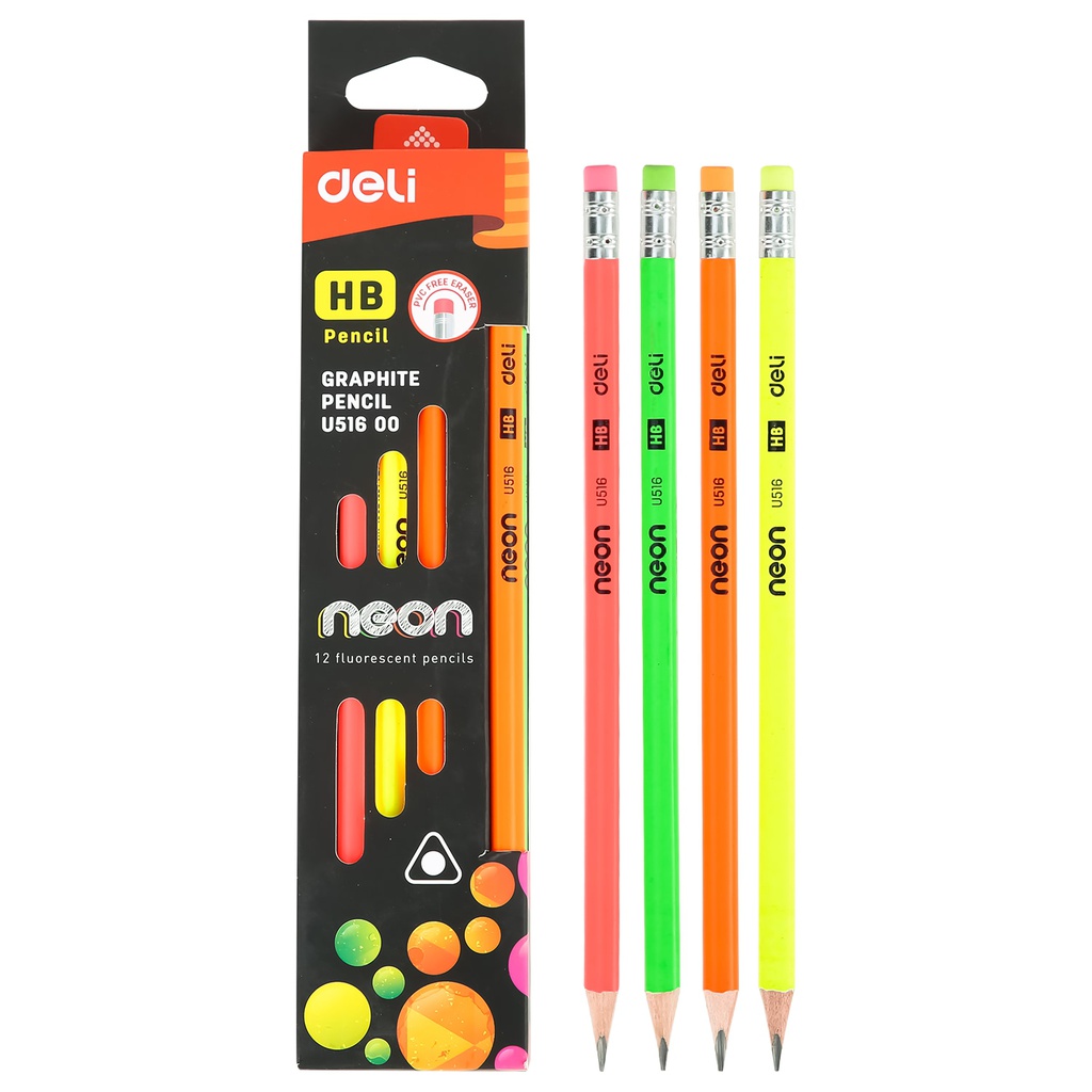 Boîte de 12 Crayon HB Neon Deli U516