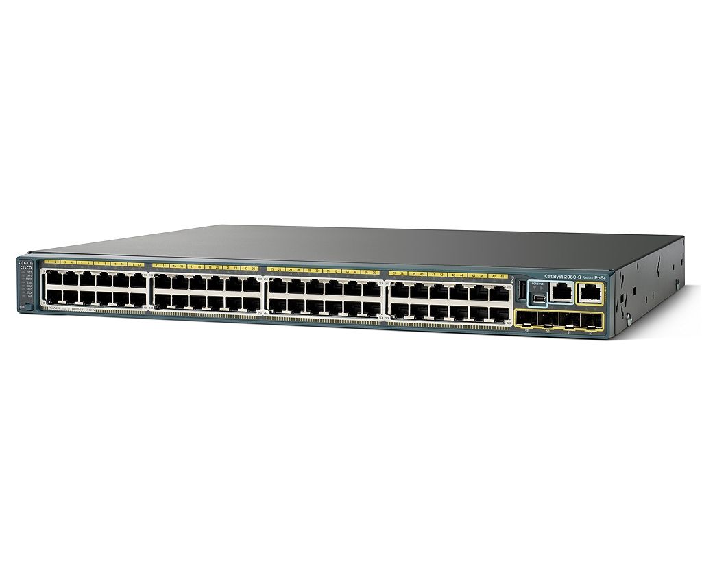 [C2960S-48LPS-L] Switch Réseau Cisco Catalyst 2960-S : 48 Ports Gigabit PoE 370W 10/100/1000, 4x 1G SFP, Lan Base + Kit de montage inclus