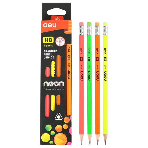 [6935205310071] Boîte de 12 Crayon HB Neon Deli U516