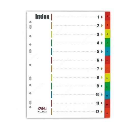 [E5725A] Intercalaire Deli A4 12 Feuilles Avec Numéros